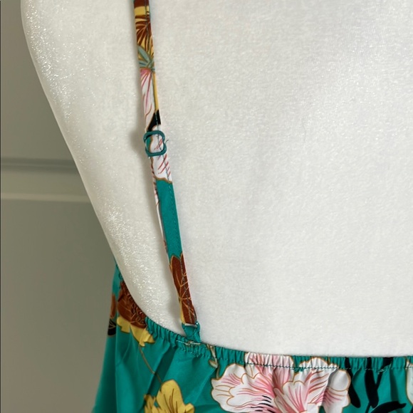 EUC Floral Teal Spaghetti Strap Top Small / Medium 6 - Picture 4 of 6